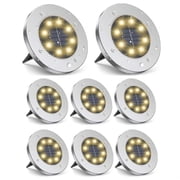 Solar Ground Lights, 8 Pack 8 LED Solar Garden Lights Outdoor Waterproof Warm White Landscape Lighting for Yard Walkway Patio Lawn Driveway Deck