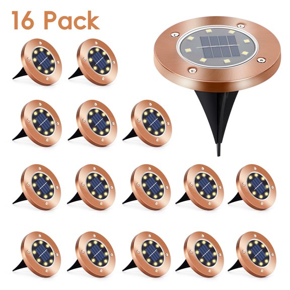 Solar Ground Lights, LEDs Outdoor Solar Disk Lights, Waterproof Mini Solar Powered Pathway Lights, Flat Landscape Lighting for Garden Walkway Driveway Patio Yard