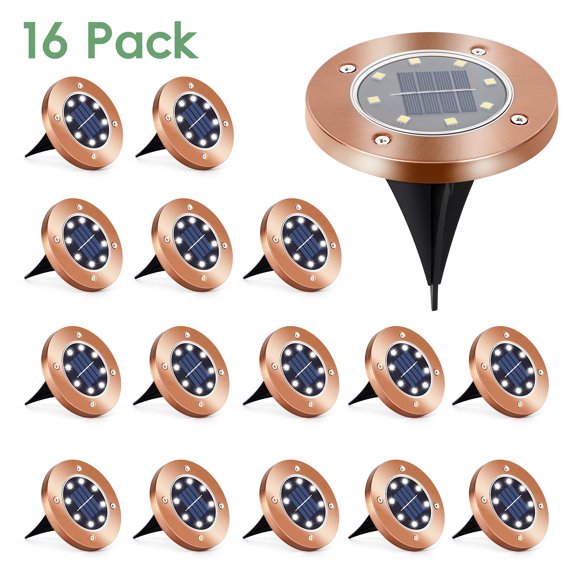 Solar Ground Lights, LEDs Outdoor Solar Disk Lights, Waterproof Mini Solar Powered Pathway Lights, Flat Landscape Lighting for Garden Walkway Driveway Patio Yard