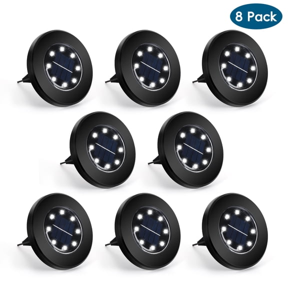 Solar Ground Lights, LEDs Outdoor Solar Disk Lights, Waterproof Mini Solar Powered Pathway Lights, Flat Landscape Lighting for Garden Walkway Driveway Patio Yard
