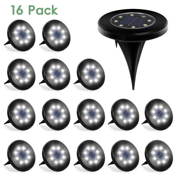 Solar Ground Lights, LEDs Outdoor Solar Disk Lights, Waterproof Mini Solar Powered Pathway Lights, Flat Landscape Lighting for Garden Walkway Driveway Patio Yard