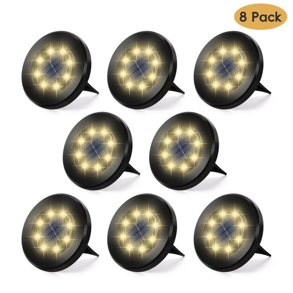 Solar Ground Lights, LEDs Outdoor Solar Disk Lights, Waterproof Mini Solar Powered Pathway Lights, Flat Landscape Lighting for Garden Walkway Driveway Patio Yard