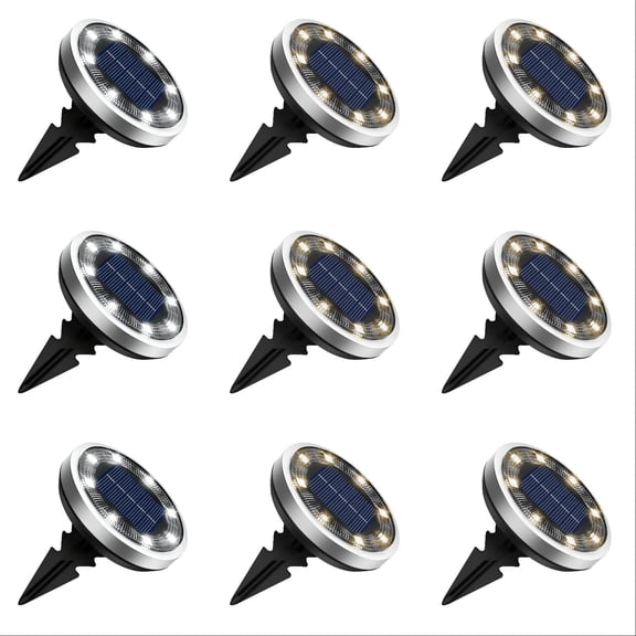 Solar Ground Lights Outdoor 12 Pack Waterproof, Solar Powered Pathway Lights for Garden Walkway Driveway, Landscape Lighting for Backyard Decor, Mini Flat Solar Light for Lawn and Yard