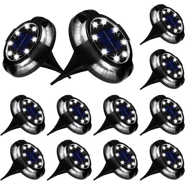Solar Ground Lights Outdoor 12 Packs 12 LED Disk Lights Solar Powered