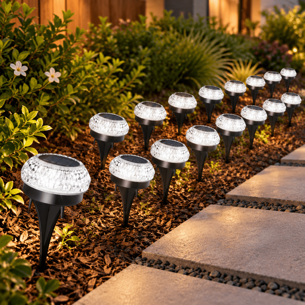Solar Ground Lights Outdoor 16 Pack Flat Pathway - Walmart.com