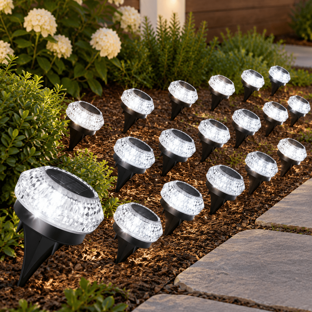 Solar Ground Lights Outdoor 16 Pack Flat Pathway - Walmart.com