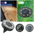 thumbnail image 1 of Solar Ground Lights Outdoor 8 LED Disk | Solar Powered Garden Pathway Lighting for Patio Walkway Yard | IP68 Waterproof Long Battery Life | Stainless Steel & Plastic | 10x8.6cm | 8 Pack, 1 of 9