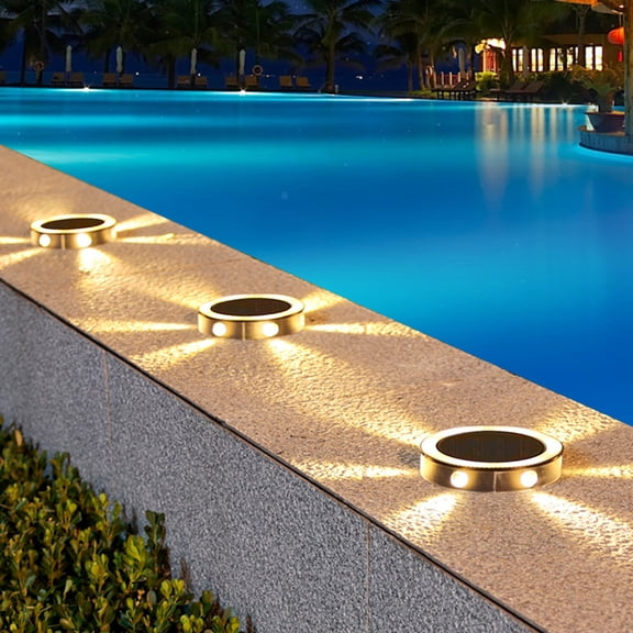 Solar Ground Lights Outdoor, LED Disk Landscape Lighting, IP65 Waterproof, ABS+PC Material, Warm White Light