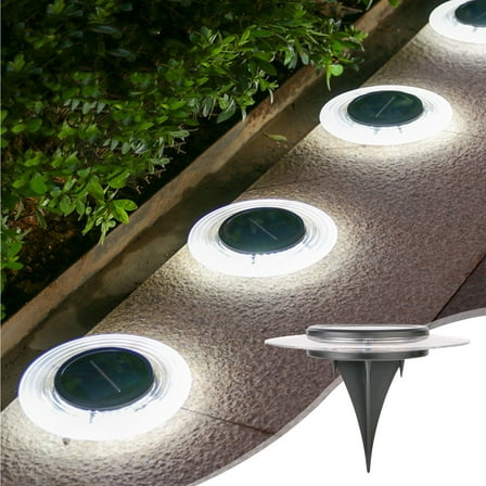 Solar Ground Lights Outdoor with LED Disk Lights,Solar Powered In Ground Landscaping Lighting,Waterproof,Easy Installation,Suit for Pathways and Gardens