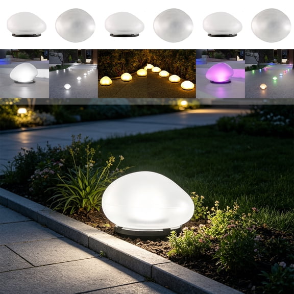 Solar Ground Lights Outdoor Rainproof Lasting Glass Pebble Design • Bright Landscape Decor • Pathway Garden Courtyard Lawn Driveway Accent Lighting