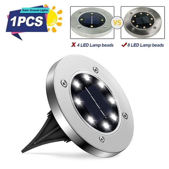 Solar Ground Lights,Solar Garden Lights Disk Lights Outdoor Waterproof Landscape Lights for Yard Walkway Patio Lawn Driveway Decoration (1 Pcs White)