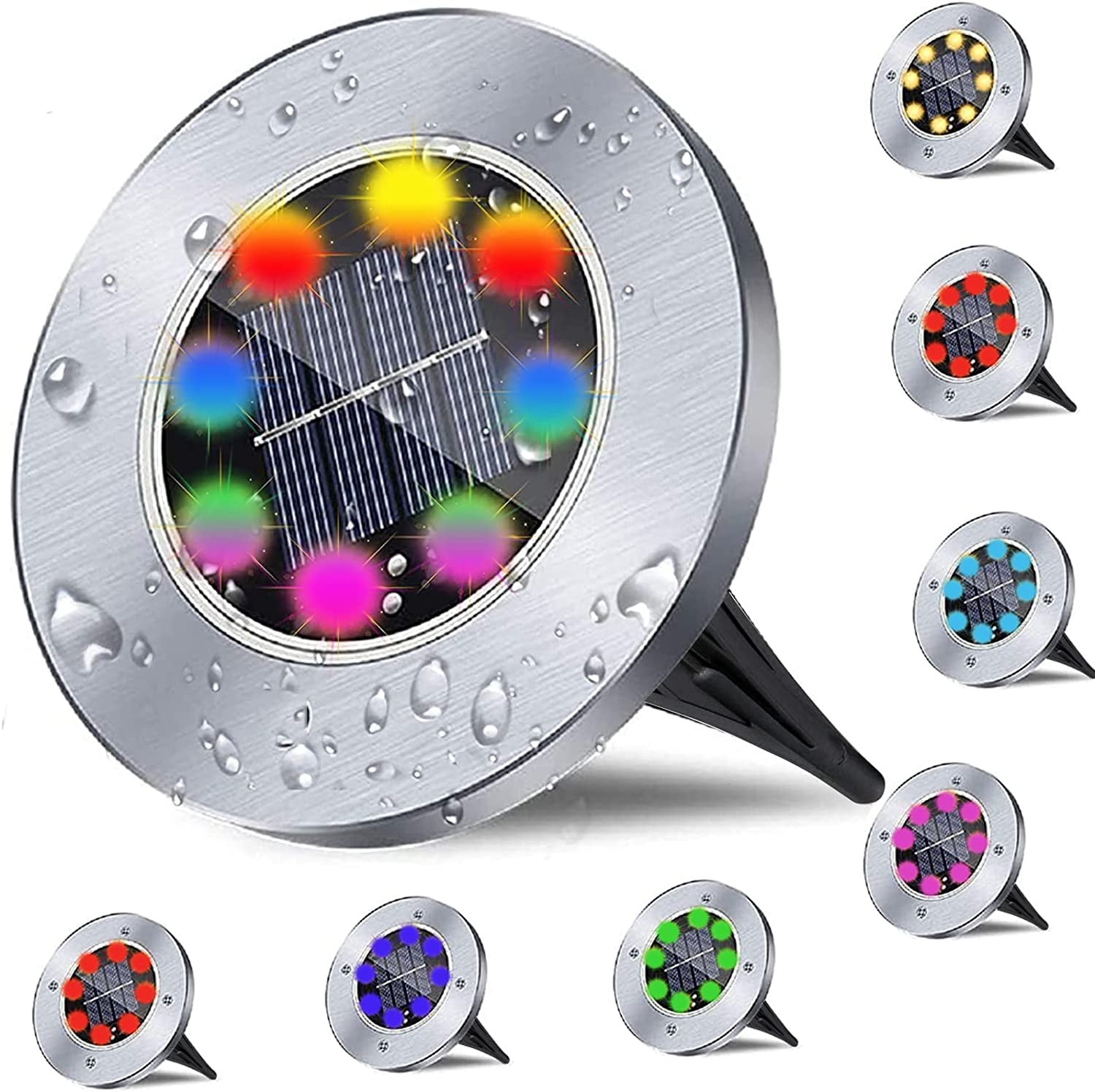 Solar Ground Lights, Waterproof Solar Garden Lights, Upgraded Outdoor Garden Waterproof Bright