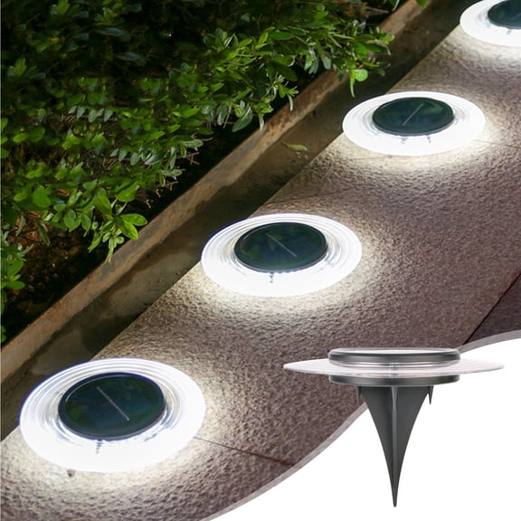 Solar Ground Lights,Waterproof LED Landscape Lighting for Garden Pathway and Lawn,Auto On/Off Rechargeable Outdoor Decorative Disk Lights(Black)