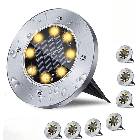 Solar Ground Lights, Waterproof Solar Garden Lights, Upgraded Outdoor Garden Waterproof Bright in-Ground Lights, Landscape Lights for Pathway,Yard,Deck,Lawn,Patio,Walkway (8 Pack Warm Light)