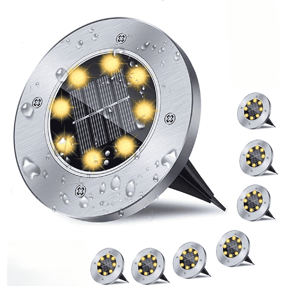 Solar Ground Lights, Waterproof Solar Garden Lights, Upgraded Outdoor Garden Waterproof Bright in-Ground Lights, Landscape Lights for Pathway,Yard,Deck,Lawn,Patio,Walkway (8 Pack Warm Light)