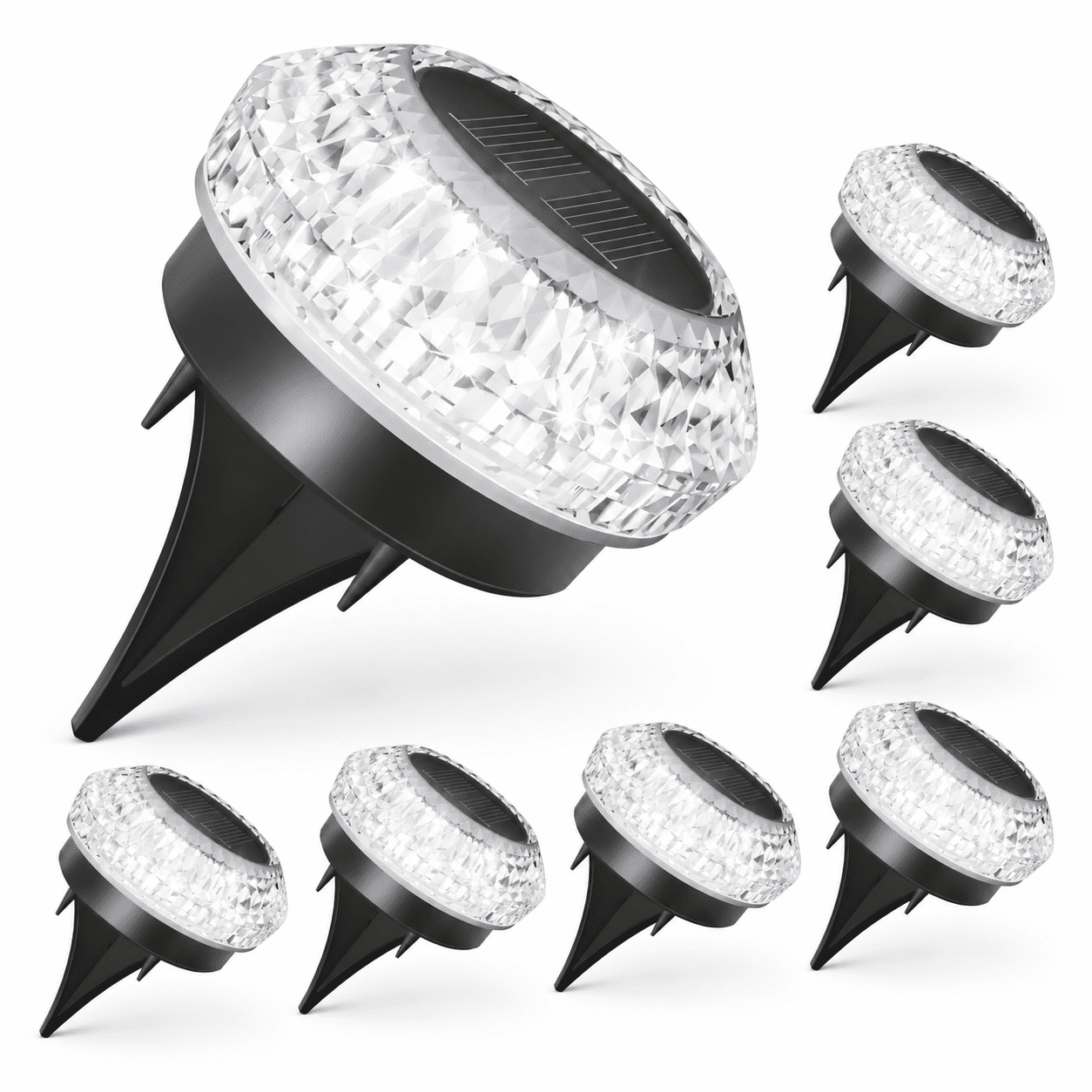 Solar Ground Pathway Lights, White, 8 Pack, Outdoor Landscape In-Ground ...