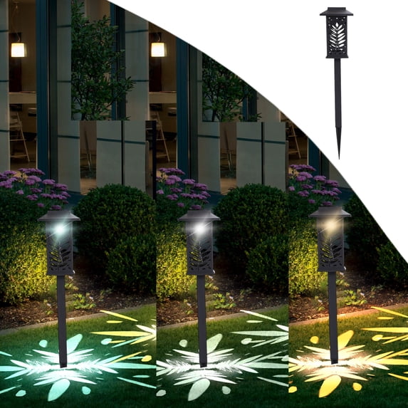 Solar Ground Stake Lights Outdoor Waterproof – LED Solar Garden Pathway Lights with White, Warm, or Color Changing Color Options for Yard, Lawn, Patio, Walkway Decor