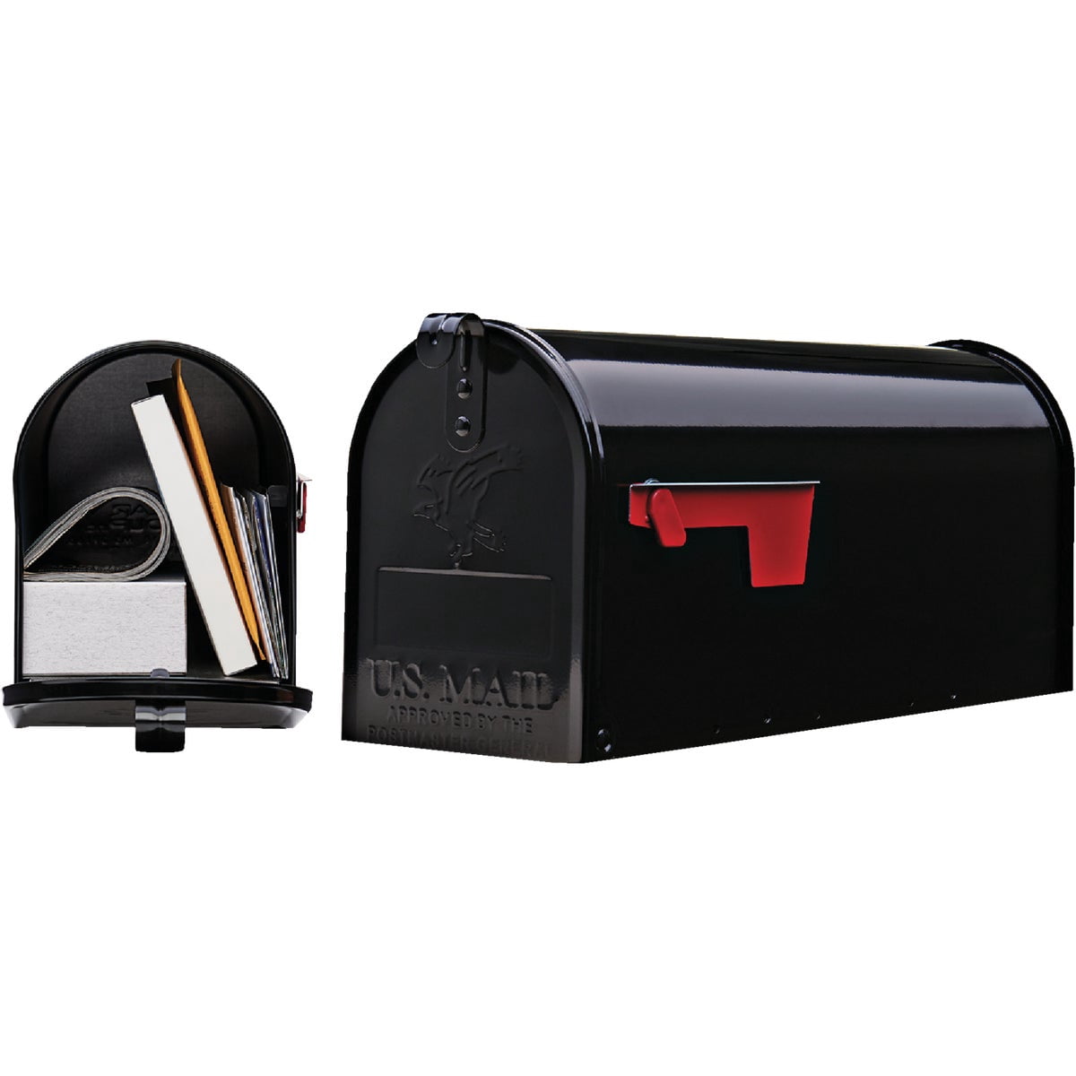 Solar Group Elite Premium Steel Mailbox - Rust Resistant, Post Mount - Black — Home & Garage Storage, Stackable Design
