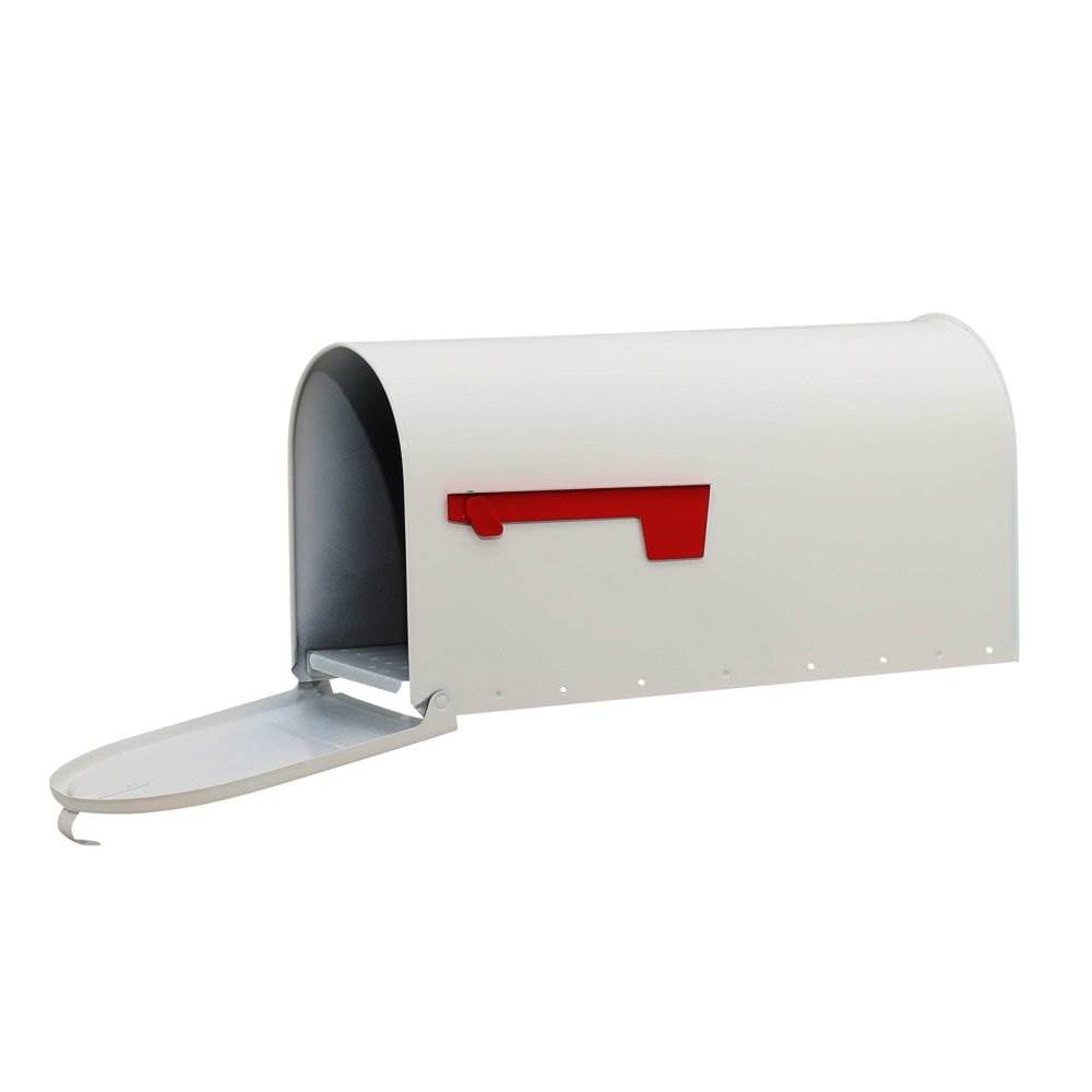 Elite Large White Steel Post Mounted Mailbox