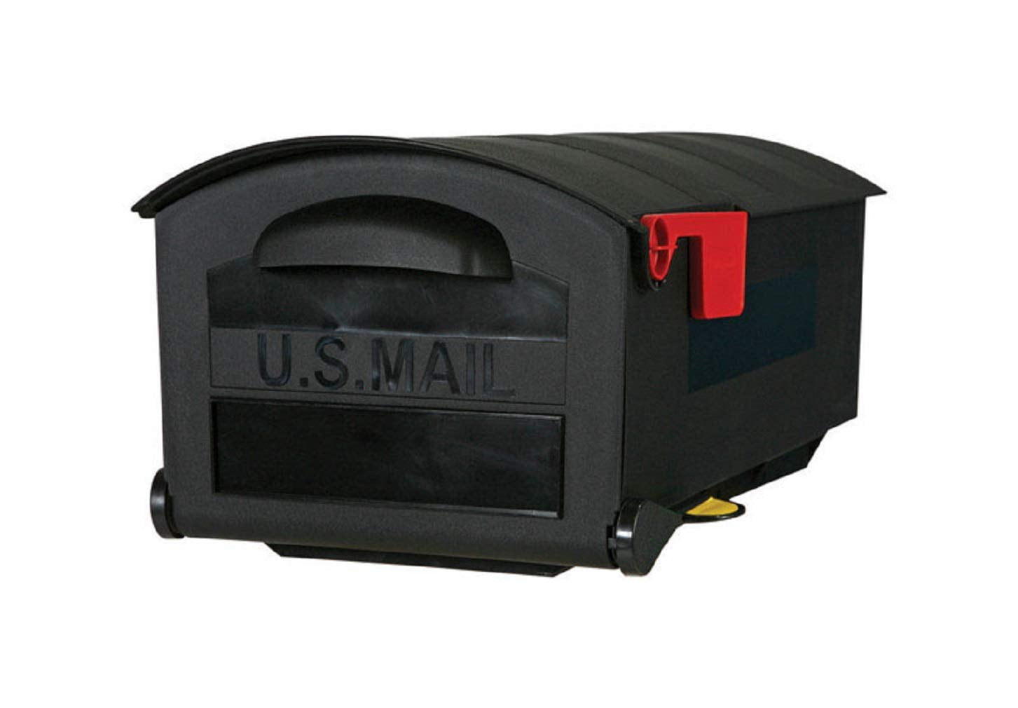 Black Lockable Plastic Post Mounted Mailbox with Indicator Flag