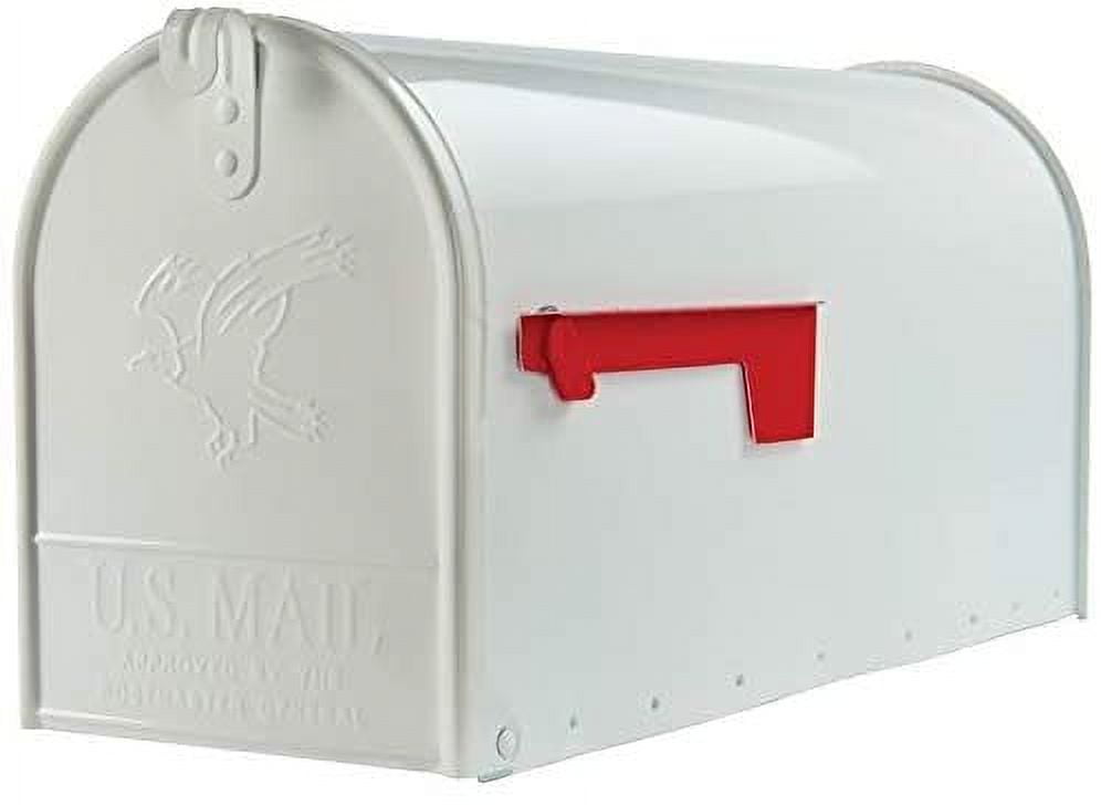 Elite Large White Steel Post Mounted Mailbox