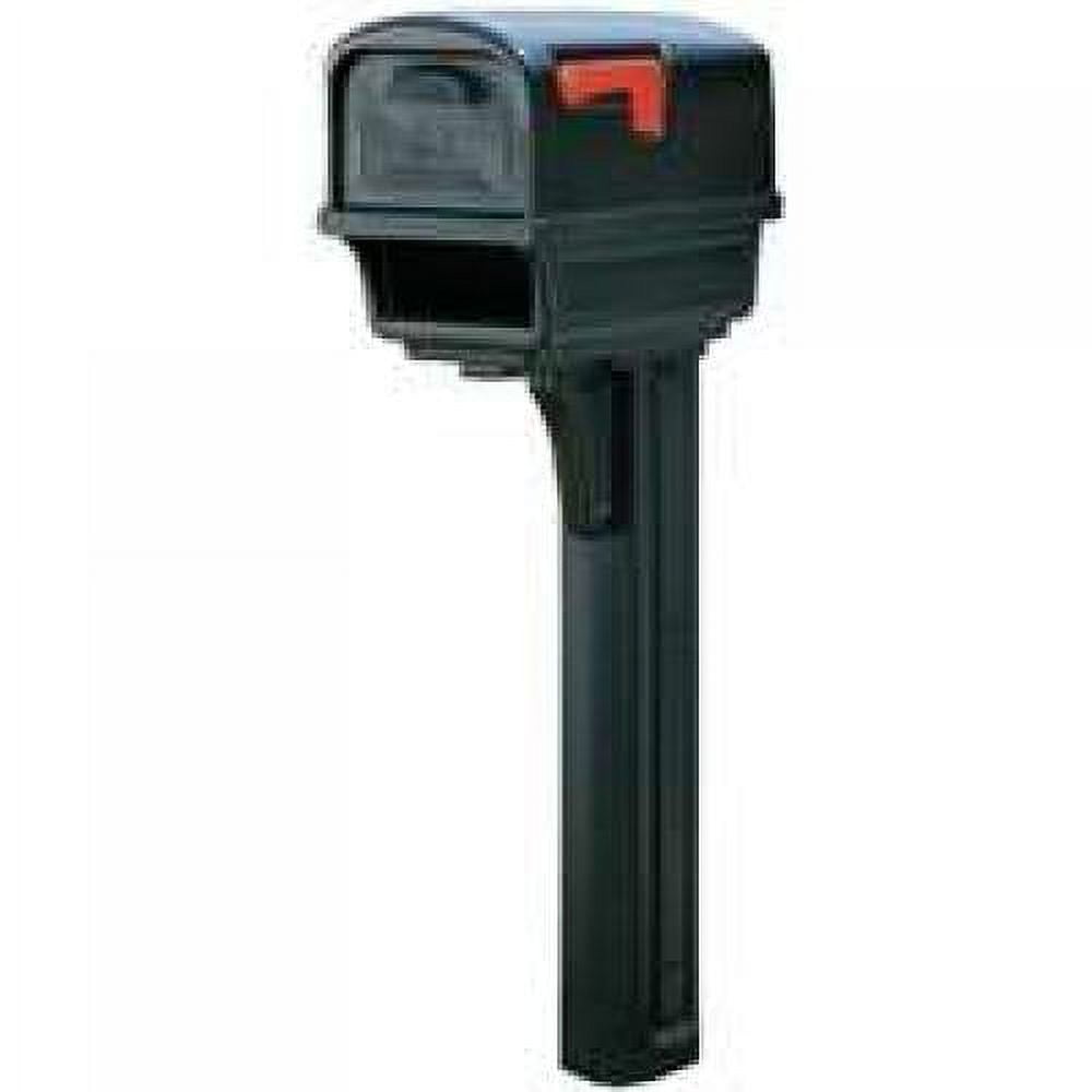 Black Plastic Wall Mount Mailbox with Post and Newspaper Holder