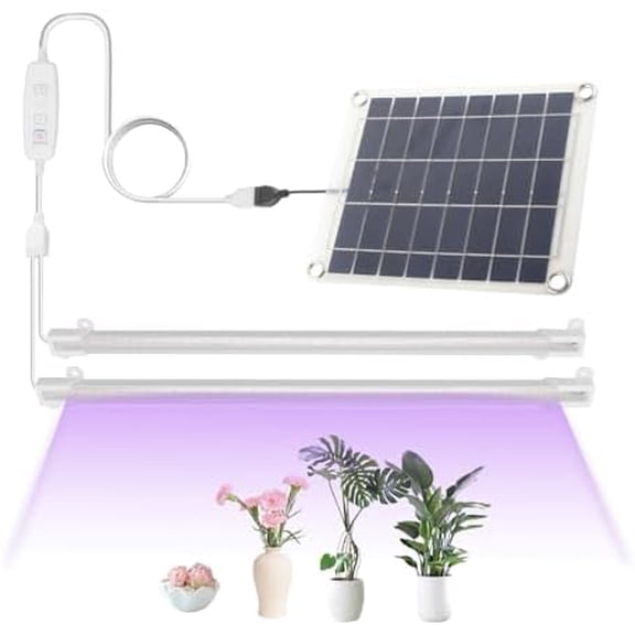 Solar Grow Lights for Outdoor Plants, Adjust Gooseneck Grow Light for Indoor Plants, Solar Plant Grow Light for Indoor Garden Balcony Greenhouse Herbs Vegetables Flowers Potted (30W)