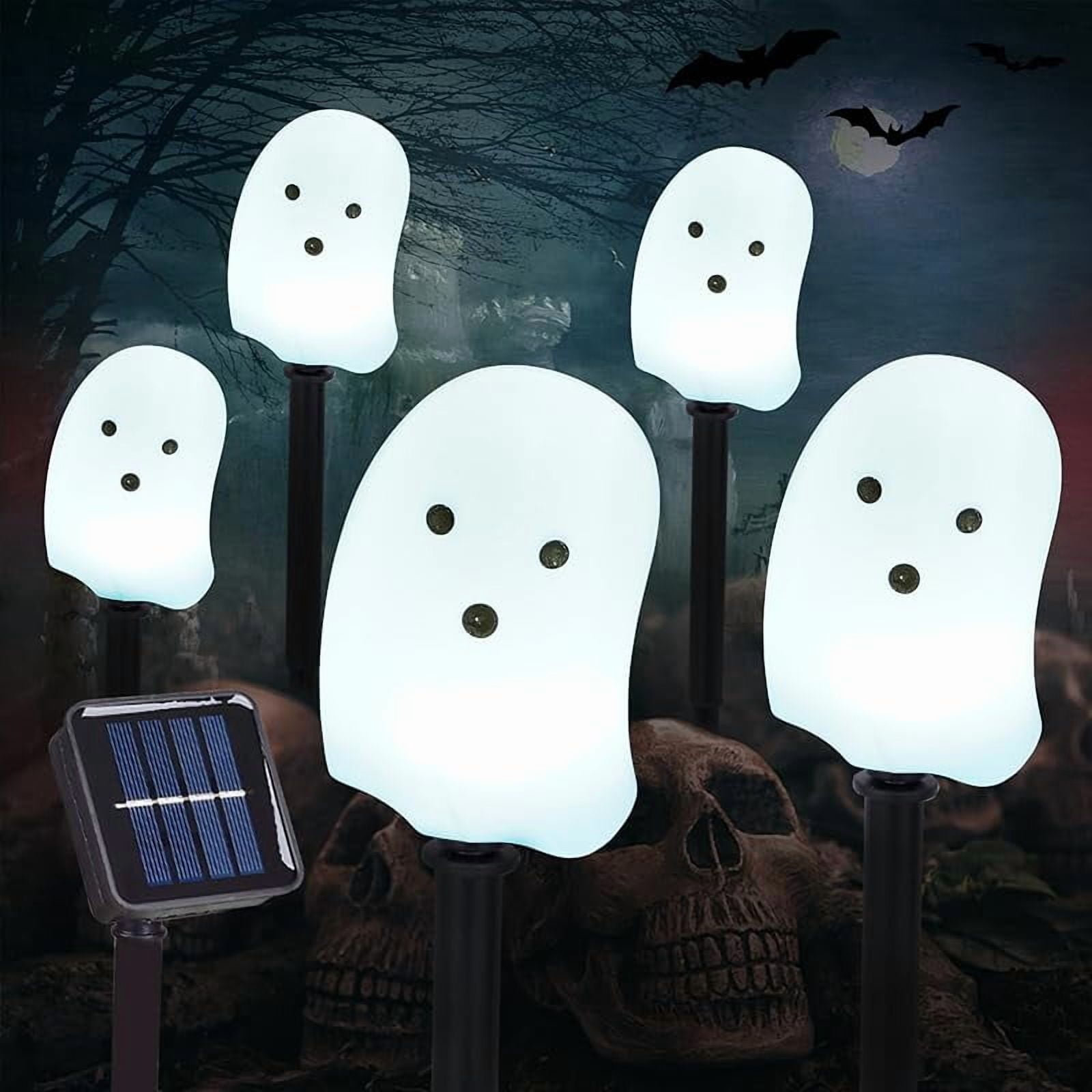 Solar Halloween Ghost Pathway Lights, 10 Pack Ghost Stake Lights with ...