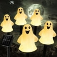 thumbnail image 1 of Solar Halloween Ghost Pathway Lights Decorations, Halloween Ghost Stake, Lighted 3D Ghost Outdoor Waterproof for Garden, Pathway and Yard Decoration (Warm White, 5 Pack), 1 of 11