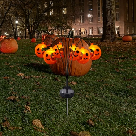 Solar Halloween Ground Lights Outdoor Waterproof Orange LED Solar Powered Stake Lights for Garden Pathway Decor 1 Pack