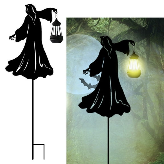 Solar Halloween Iron Decor, Outdoor Garden Courtyard Stake Lights, Weather-Resistant Spooky Silhouettes, Pathway Graveyard Scene Setter