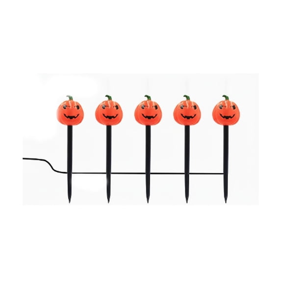 Solar Halloween Outdoor Lights – 5-in-1 Pumpkin & Ghost Stake Lights, Spooky Witch Yard Decorations, Waterproof Garden Pathway Lights for Halloween Party