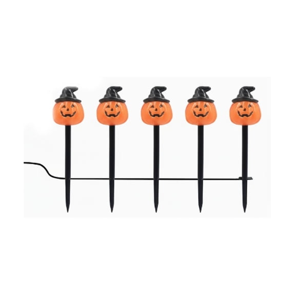 Solar Halloween Outdoor Lights – 5-in-1 Pumpkin & Ghost Stake Lights, Spooky Witch Yard Decorations, Waterproof Garden Pathway Lights for Halloween Party