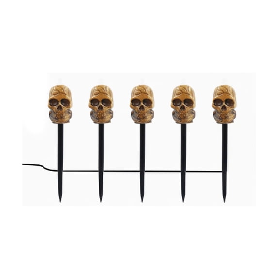 Solar Halloween Pathway Lights, 5PCS Waterproof Resin Stake Lights Solar Halloween Decorations Outdoor Fall Decoration Light for Yard Outside Garden