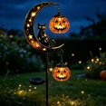thumbnail image 1 of Solar Halloween Pumpkin Black Cat Moon Garden Stake Light, Solar Lights Garden Decor for Walkway Yard Patio Lawn, Hanging Jack-o'-Lantern for Fall Party Halloween Decorations Outdoor, 1 of 8