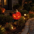 thumbnail image 1 of Solar Halloween Pumpkin Stake Lights, Outdoor Resin Jack-O-Lantern Garden Decor with Auto-On Led, Waterproof Pathway Yard Ornament for Patio Lawn Fall Party, 1 of 7