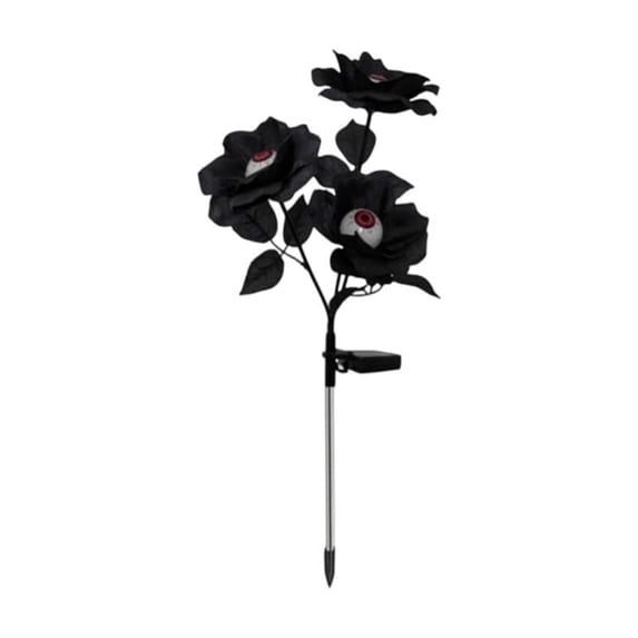 Solar Halloween Rose Stake Lights, Outdoor LED Garden Decor With 3 Eyeball Rose Flowers, Auto‑On Night Lighting, Waterproof Landscape Ornament For Yard Pathway Lawn Halloween Party