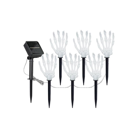 Solar Halloween Skeleton Hand Stake Lights Purple LED Hand Street Lights Outdoor Halloween Decorations for Garden Yard Graveyard Ghost House Party