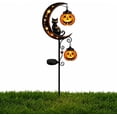 thumbnail image 1 of Solar Halloween White Ghost & Pumpkin Moon Garden Stake Light, Outdoor Waterproof LED Halloween Yard Decoration with Crescent Moon, Hanging Jack-o'-Lantern Lantern for Garden, Patio, Walkway, Porch, 1 of 8