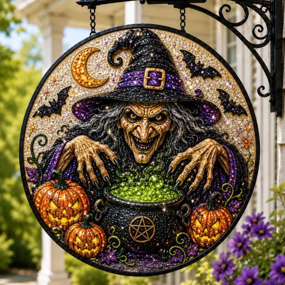 Solar Halloween hanging sign light Intelligent Light Control Solar LED Hanging Plaque Rustproof Metal Hanging Chain Design Backyard Garden Holiday Lighting,B