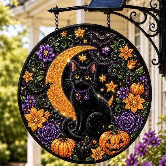 Solar Halloween hanging sign light Vintage Scroll Iron Bracket LED Wall Sign Light Waterproof Solar Decor Lamp for Front Entry Halloween Home Styling,D