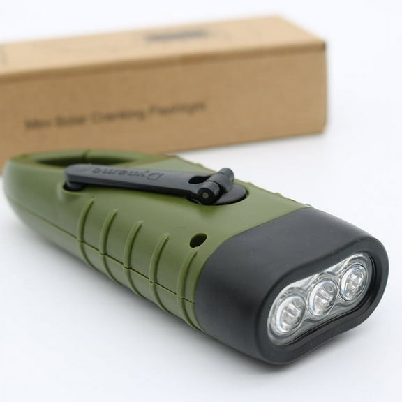 Solar Hand Crank Rechargeable LED Flashlight, 3 High-Brightness Beads Long-Range Lighting, Portable Carabiner Emergency Power Design, Outdoor Camping Hiking Survival Emergency Lamp