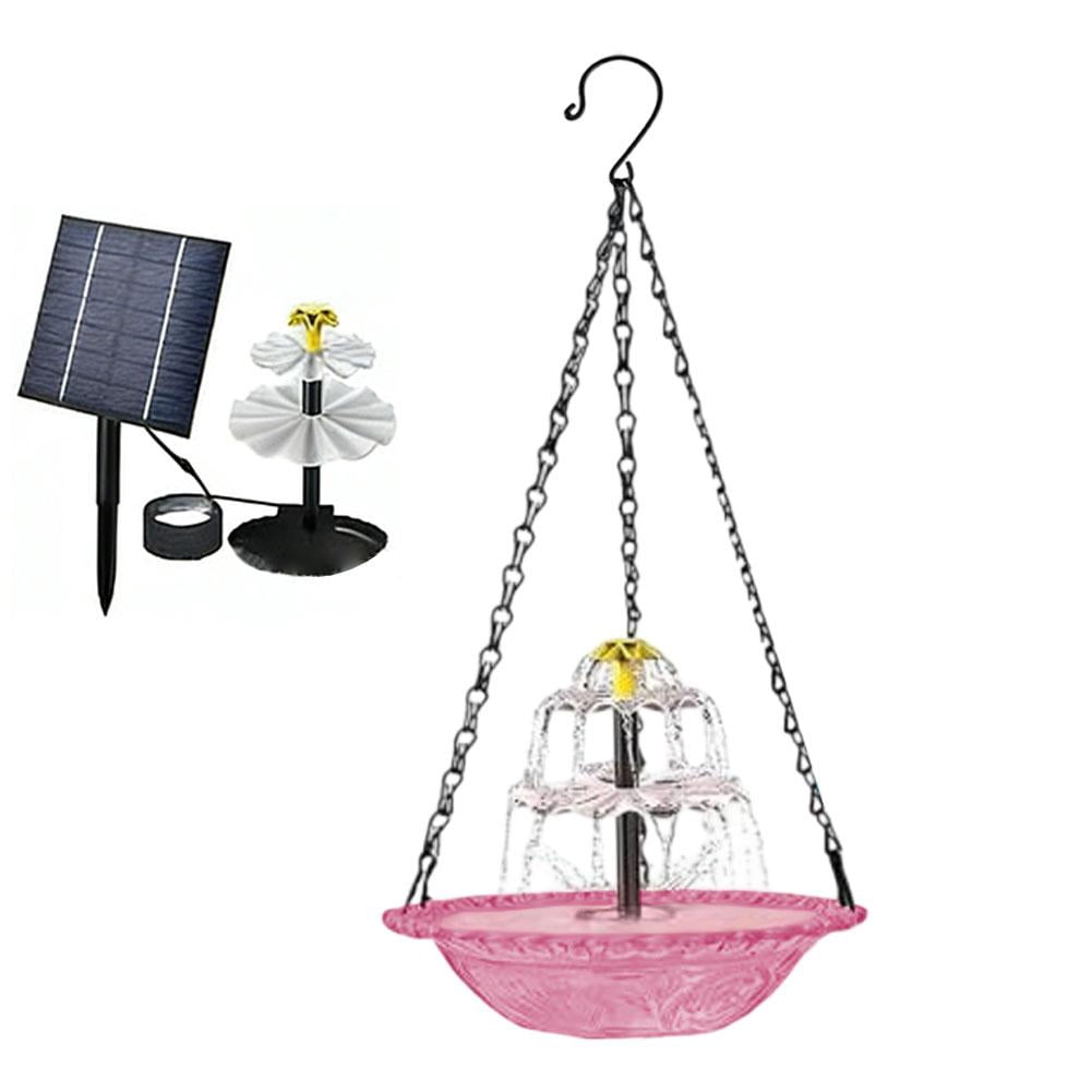 Solar Hanging Bird Bath Fountain, Outdoor Bird Water Feeder with Hanging Chain for Garden Patio Porch