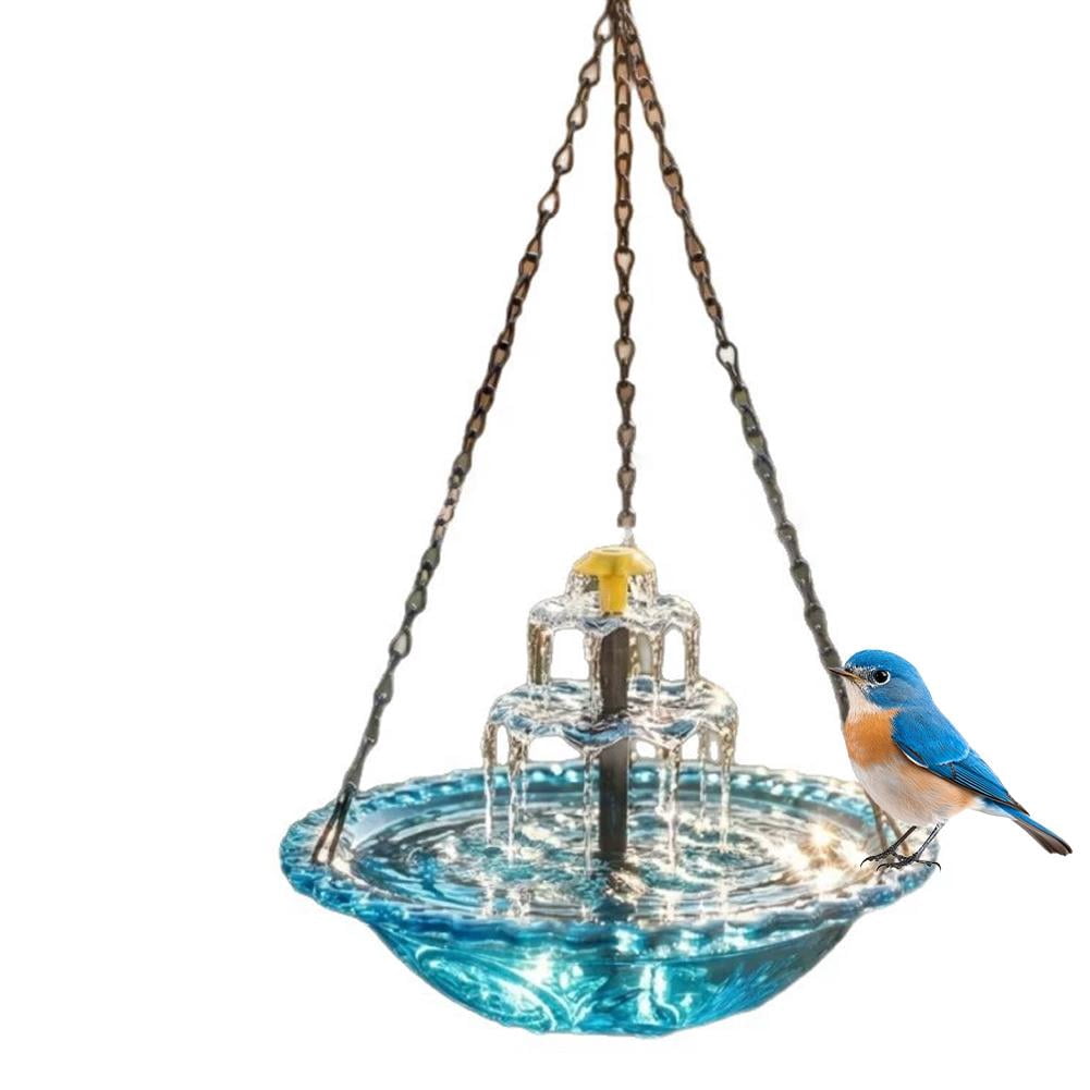 Solar Hanging Bird Bath Fountain, Outdoor Water Fountain, Solar Powered Hummingbird Bath for Garden Patio Yard