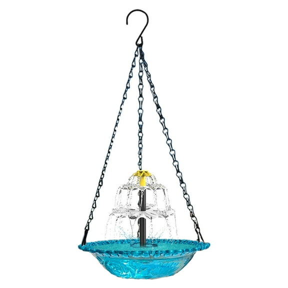 Solar Hanging Bird Bath with Multi-Functional Basin, Integrated Feeder & Drinking Station, Floating Fountain for Garden Bird Attraction & Decor,blue