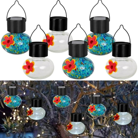 Solar Hanging Bird Feeder Light Outdoor Waterproof LED Small Chandelier Style Garden Decoration for Patio and Backyard