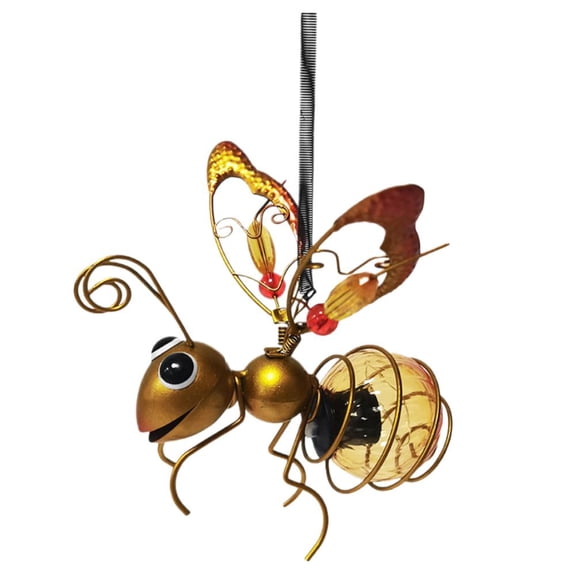 Solar Hanging Garden Lights with Creative Insect Design, Robust Iron Bee/Dragonfly/Butterfly Decor, Sturdy Resilient Waterproof Outdoor Lamp for Fence, Patio & Yard