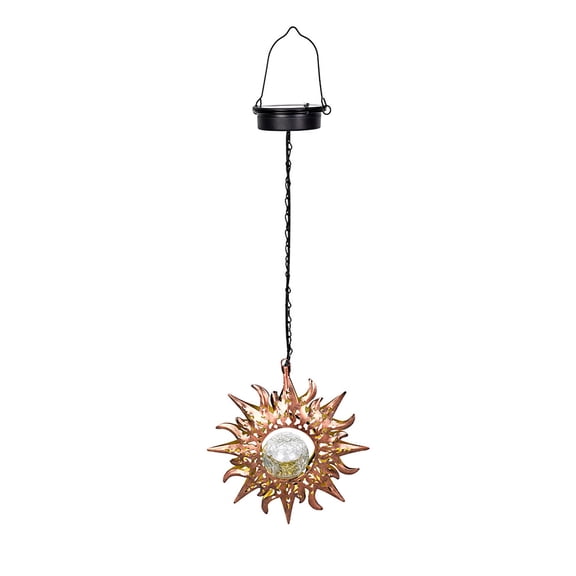 Solar Hanging Lantern Lights Outdoor Metal Led Garden Decor With Celestial Design For Tree Patio Porch Yard Pergola And Landscape Display Multicolor