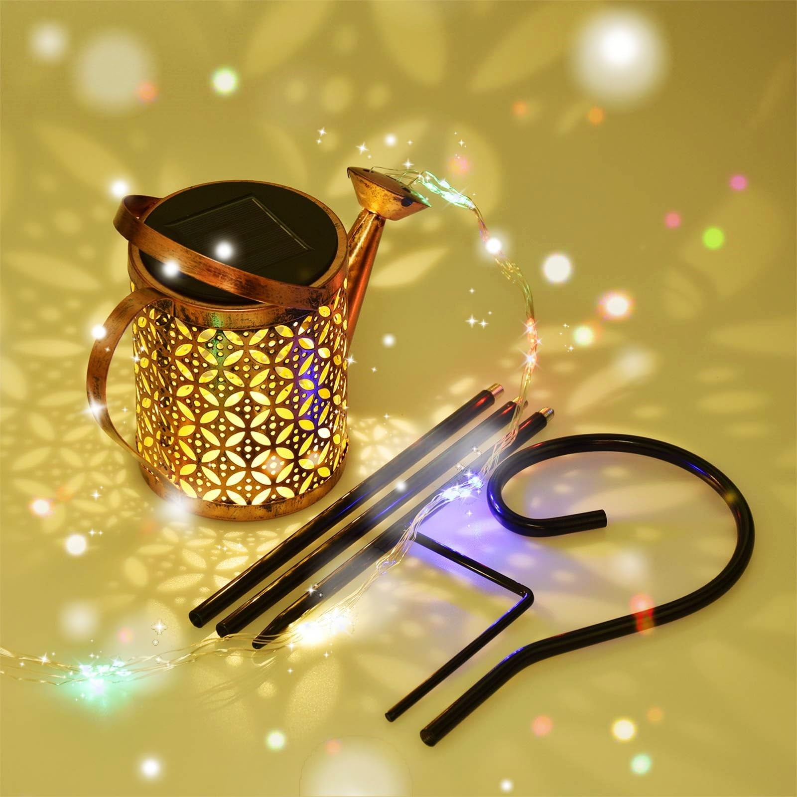 Solar Hanging Watering Can Lantern - Waterproof Garden Decor With Warm Lights