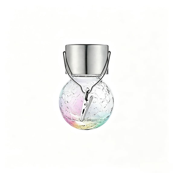 Solar Hanging Light 1 Piece Color Crackled Glass Globe Clip OnforOutdoor Garden